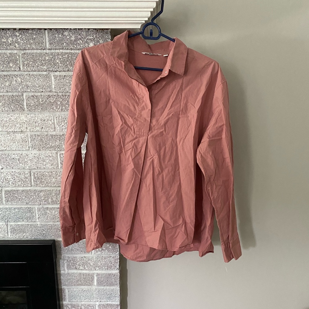 Uniqlo 3/4 sleeve cotton skipper shirt